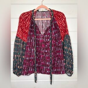 Marie Oliver Rixie Peasant Blouse, 100% silk